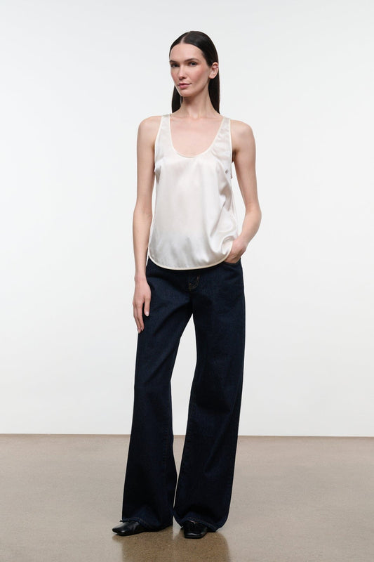 STAUD Yves Silk Tank Ivory