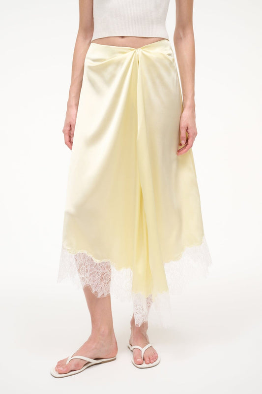STAUD Sonoma Silk Skirt Key Lime