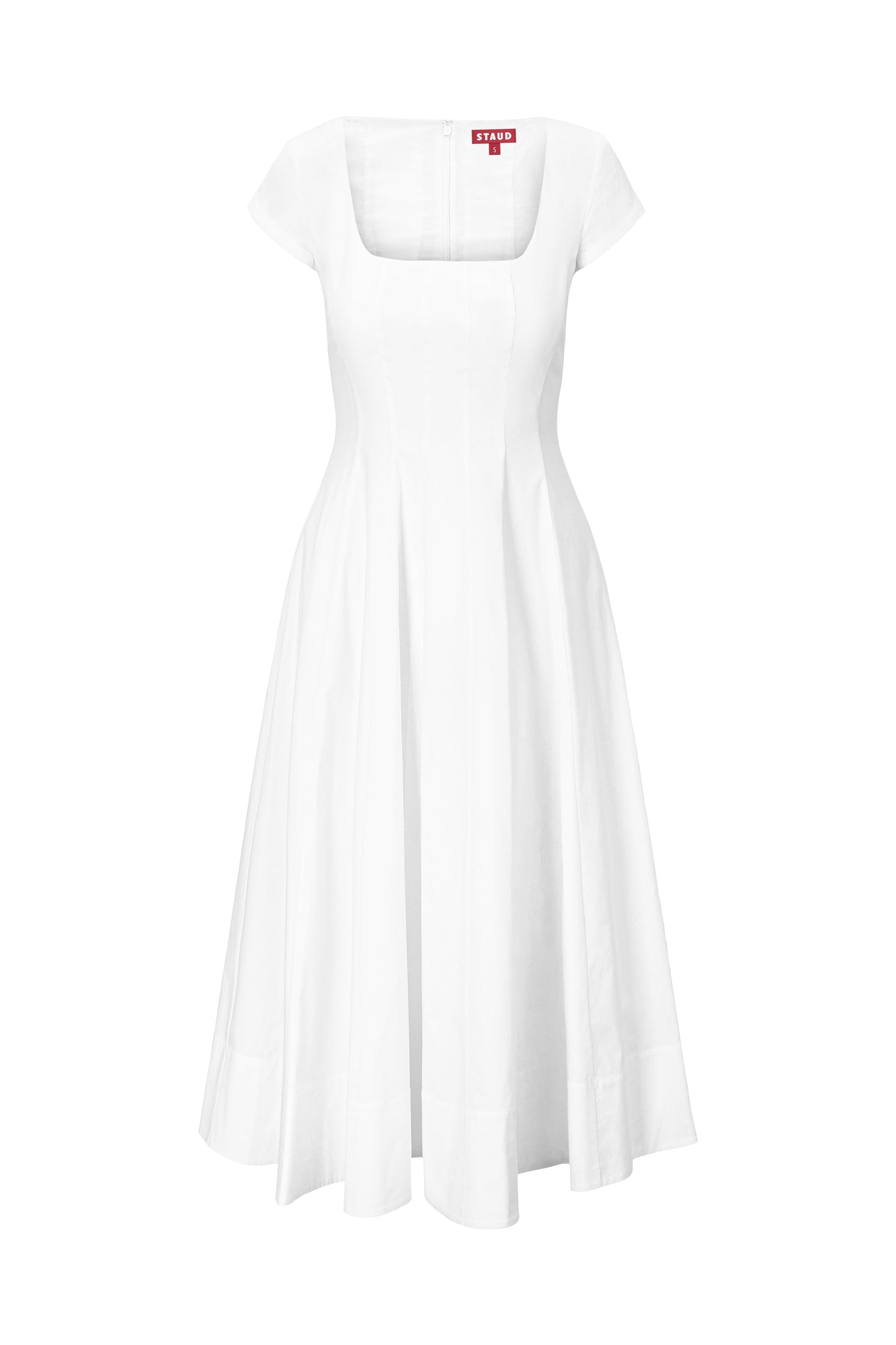 STAUD Short Sleeve Wells Dress White