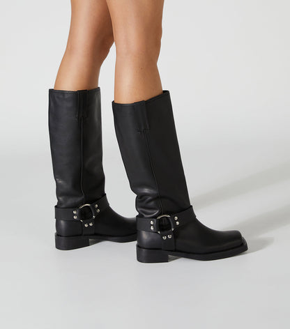 Boots Tony Bianco Biker Black Wax Calf Boots
