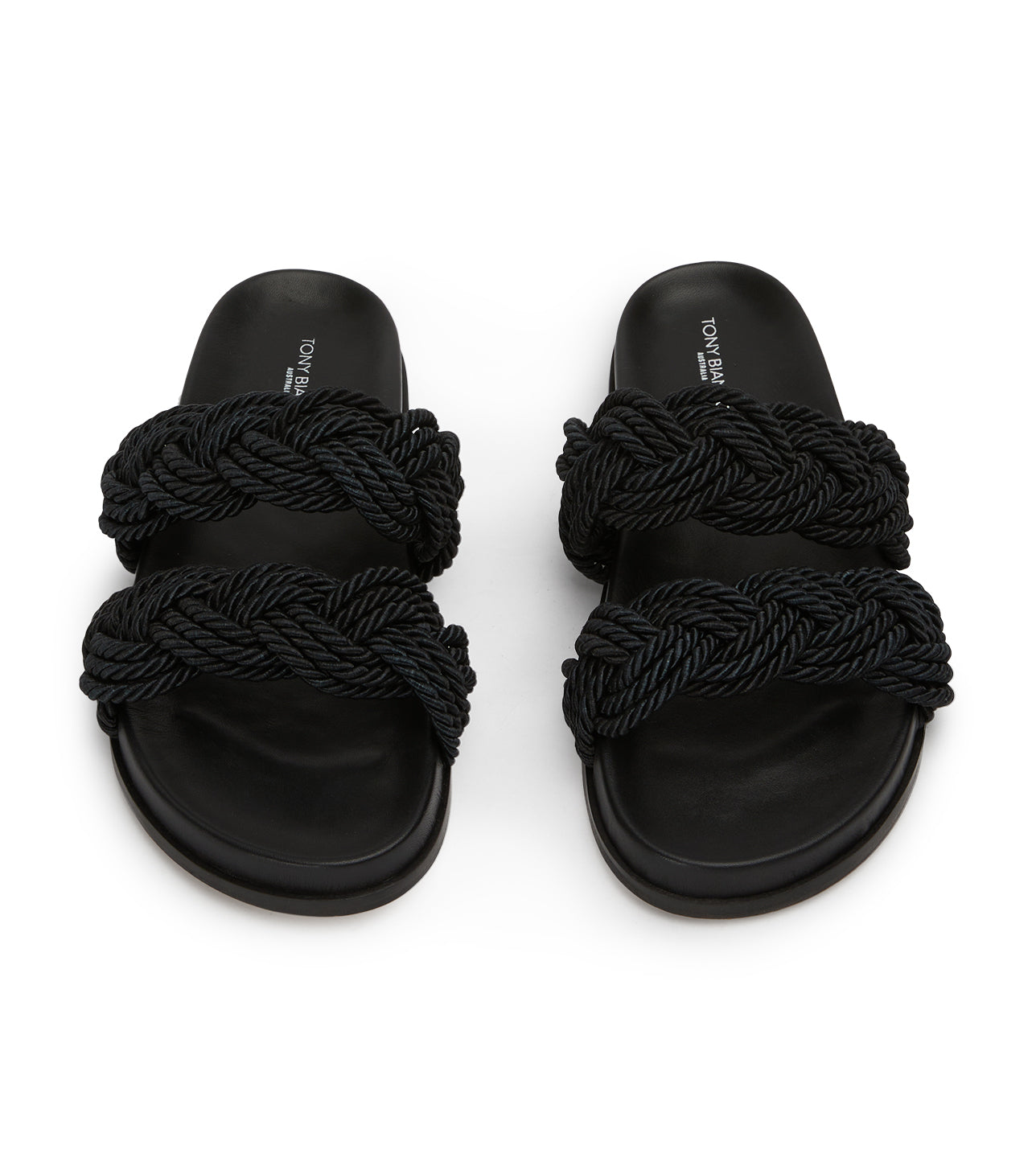 Flats Tony Bianco Lucky Black Rope Sandals