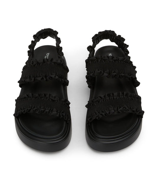Flats Tony Bianco Jerry Black Ruffle Sandals