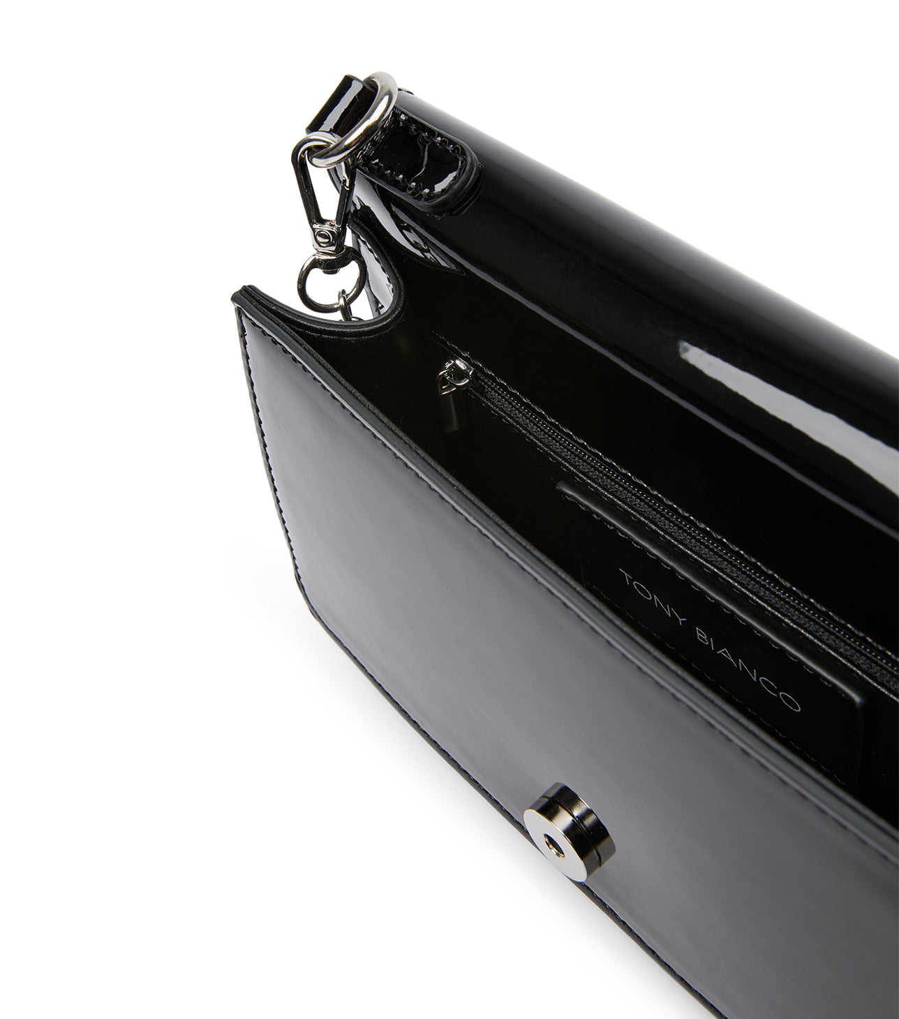 Handbags Tony Bianco Mags Black Patent Shoulder Bag