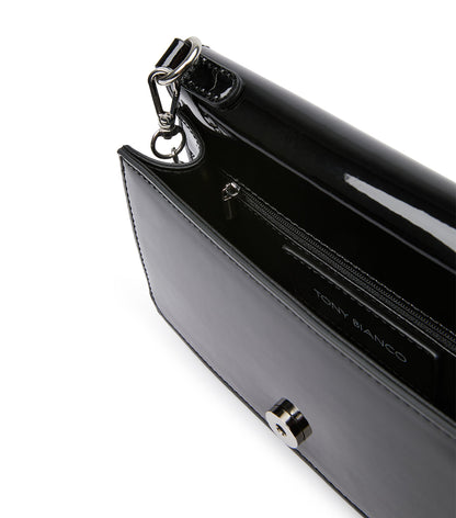 Handbags Tony Bianco Mags Black Patent Shoulder Bag