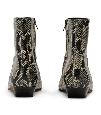 New Arrivals Tony Bianco Rupert Ecru Snake Ankle Boots