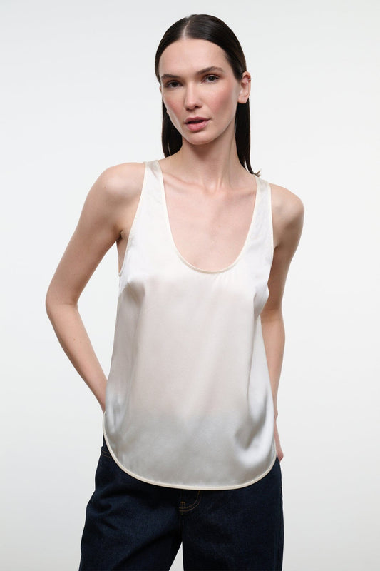 STAUD Yves Silk Tank Ivory
