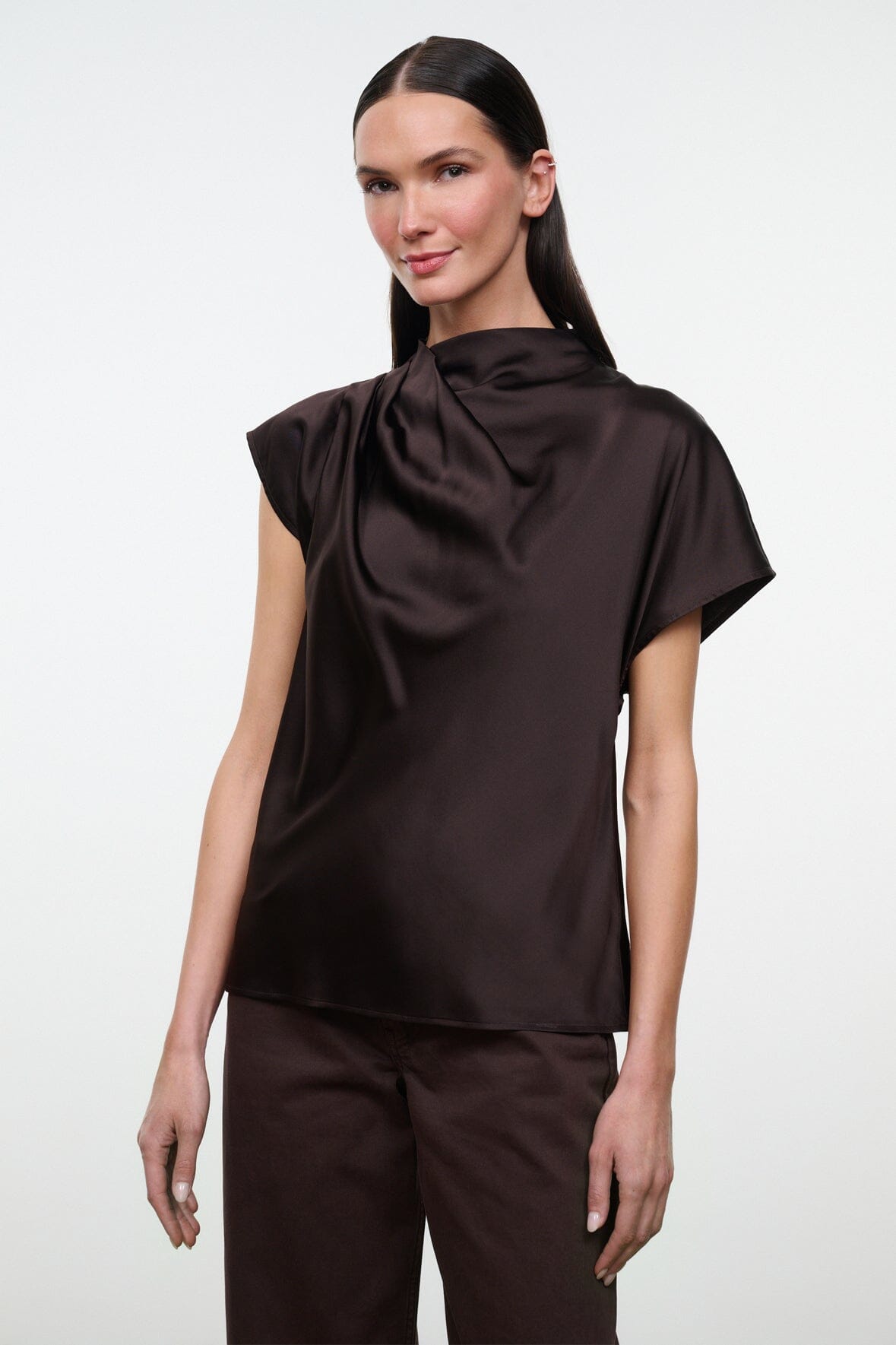 STAUD Davina Silk Top Earth