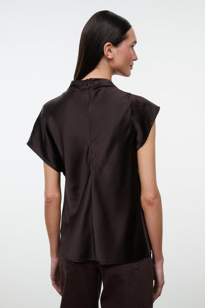 STAUD Davina Silk Top Earth