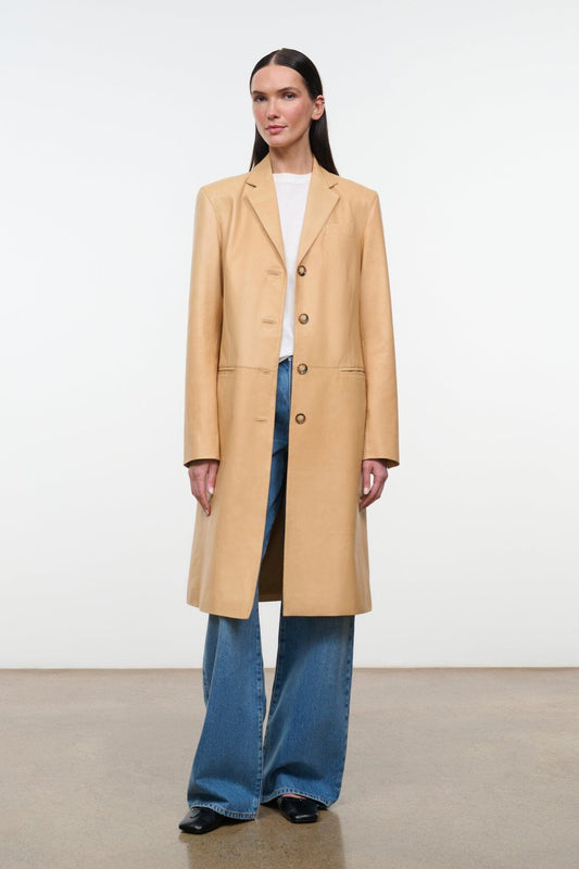STAUD Wyatt Leather Coat Cashew
