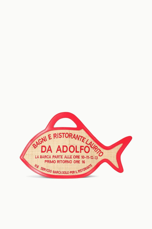 STAUD Cleo Fish Bag X Da Adolfo - Natural Raffia Design