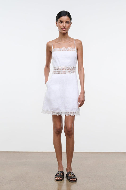 STAUD Amalina Linen Mini Dress White
