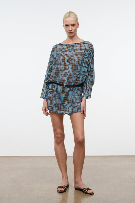 STAUD Nour Mini Dress Tidal Shell