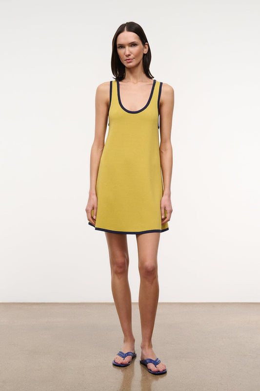 STAUD Piazza Dress Citron Navy Reversible