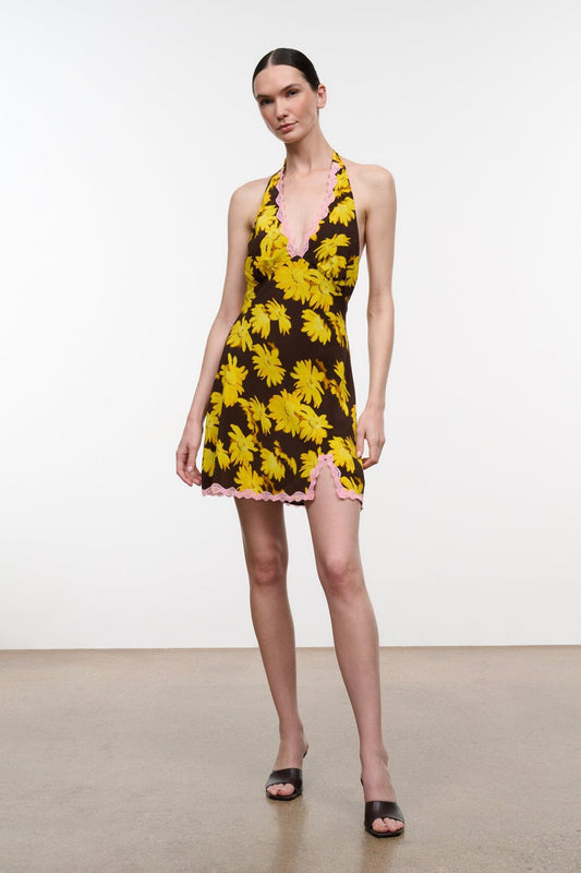 STAUD Lucca Mini Dress Golden Daisy