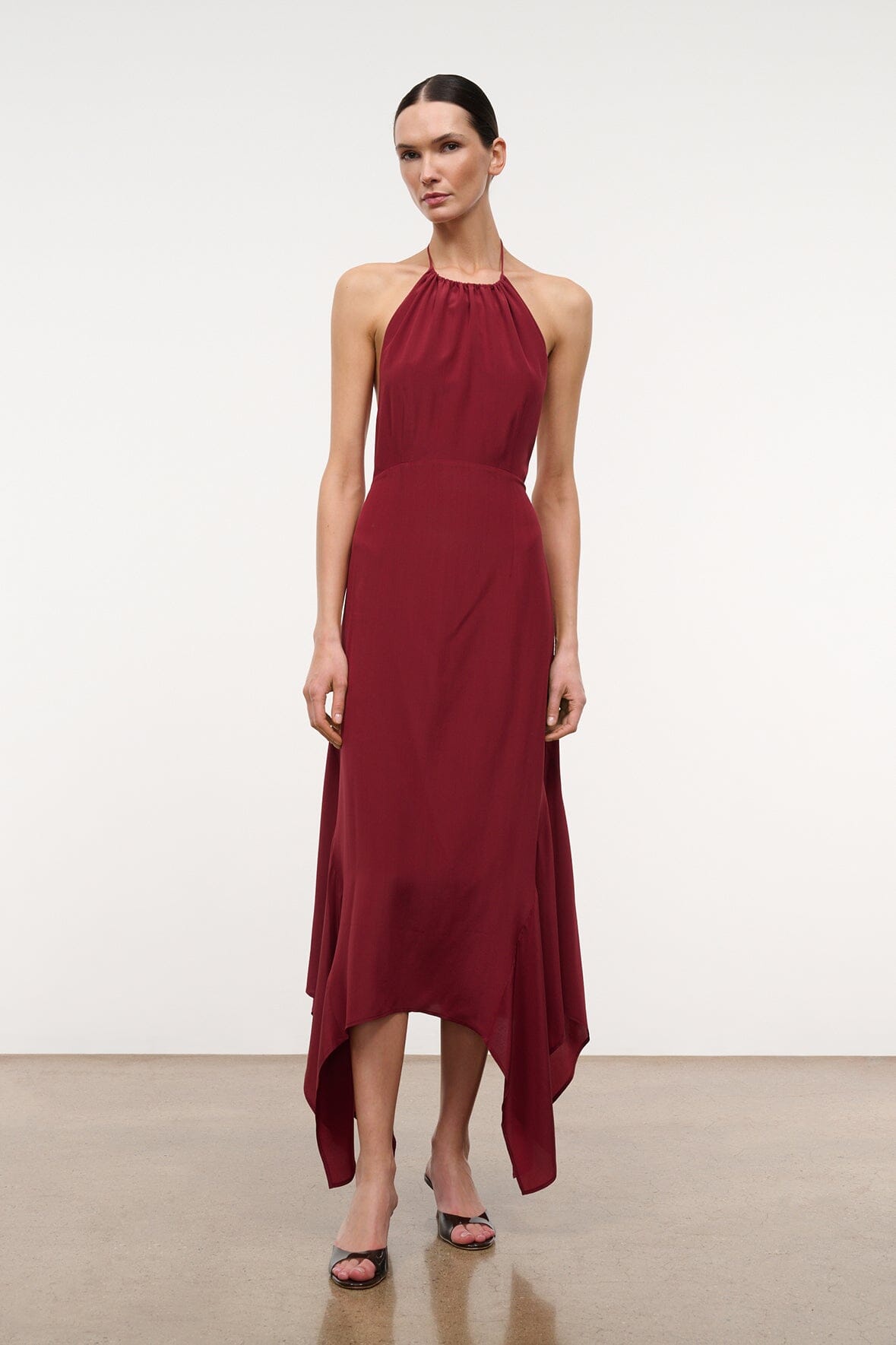 STAUD Bianca Silk Dress Pinot
