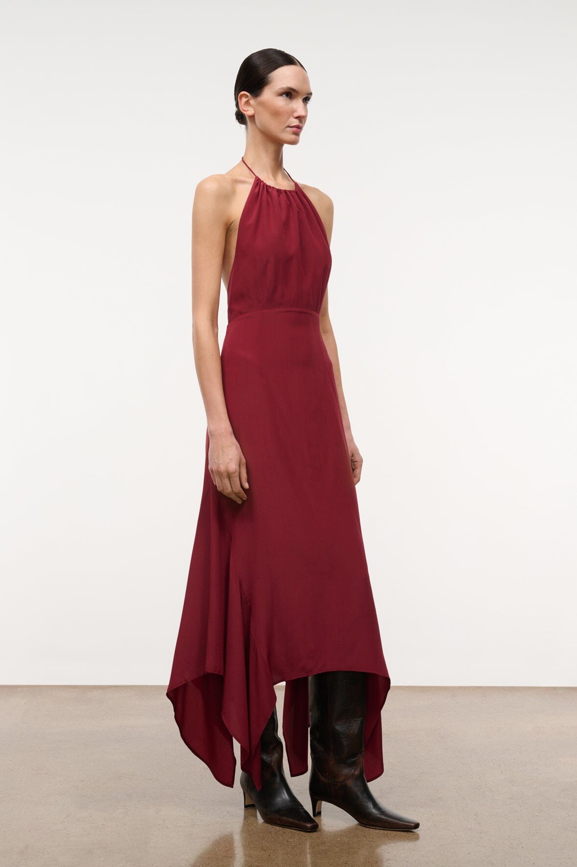 STAUD Bianca Silk Dress Pinot