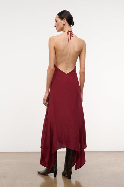 STAUD Bianca Silk Dress Pinot