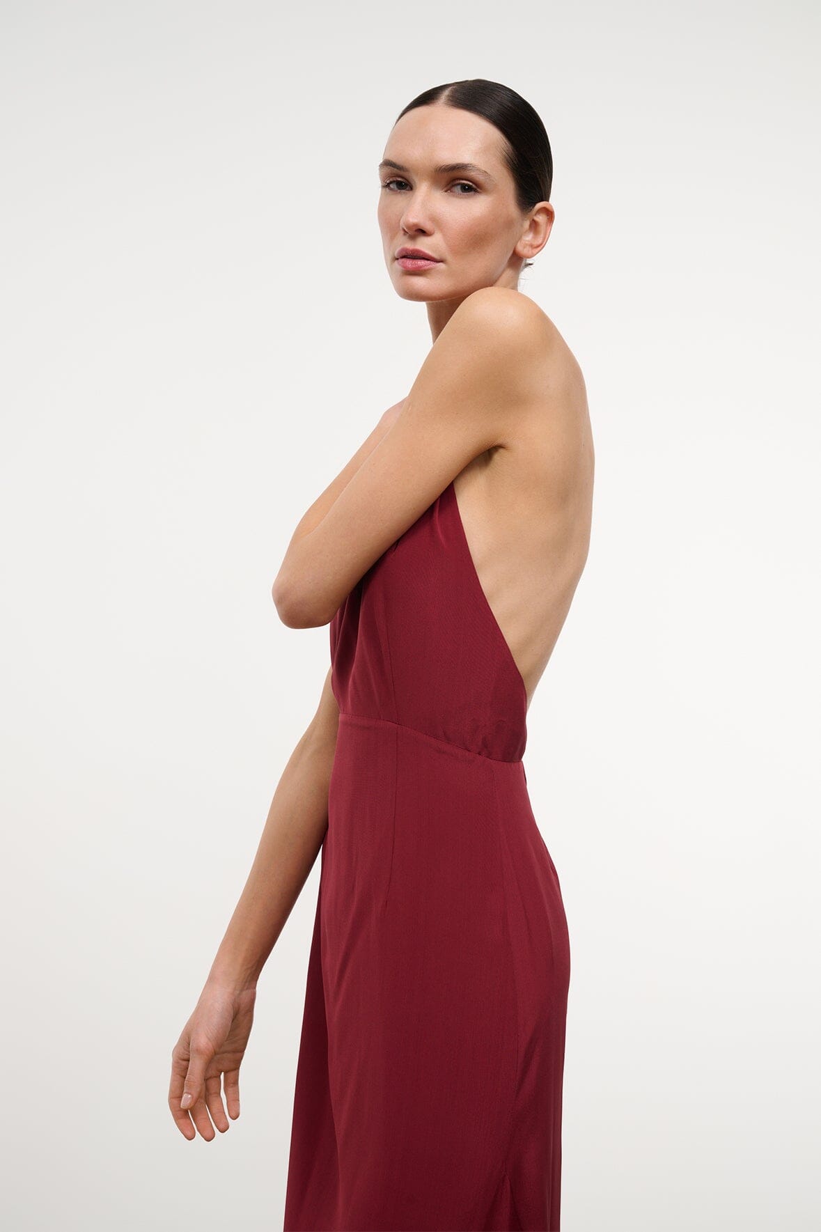 STAUD Bianca Silk Dress Pinot