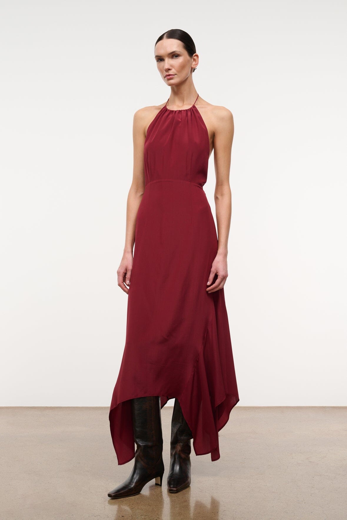 STAUD Bianca Silk Dress Pinot