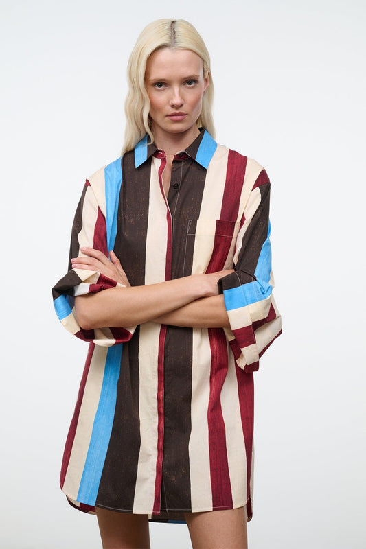STAUD Nico Dress Caffe Stripe