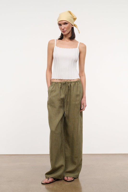 STAUD Mateo Linen Pant Porto Stripe