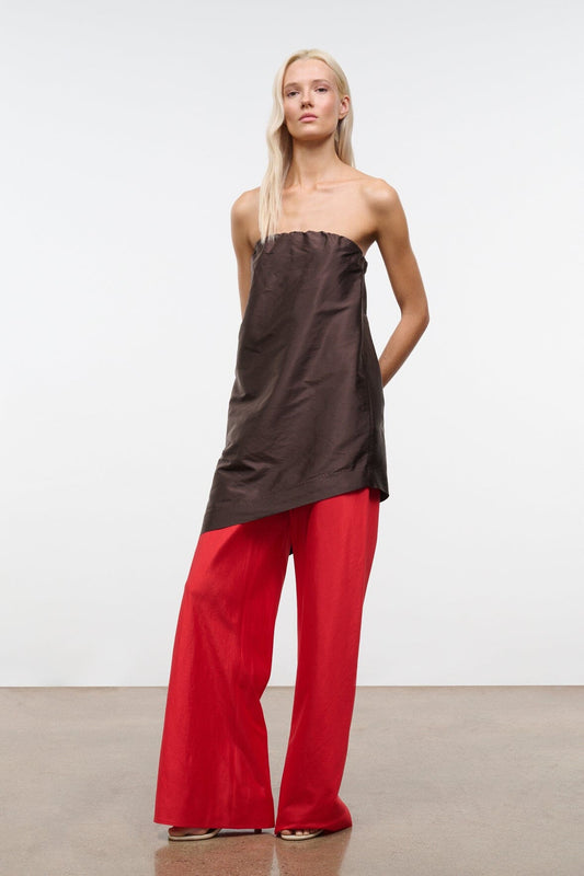 STAUD Stroll Silk Pant Red Rose
