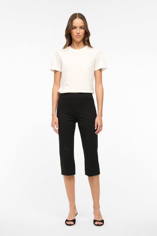 STAUD Leone Pant Black - Cropped Black Fitted Pants
