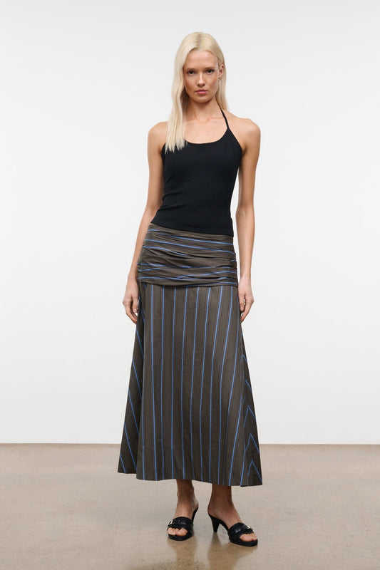 STAUD Sol Skirt Huntington Stripe