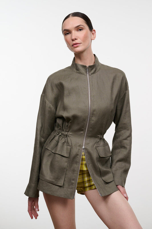 STAUD Reed Linen Jacket Thyme