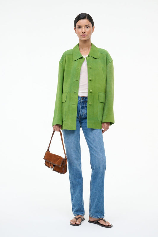 STAUD Roxanne Suede Jacket Leaf Suede