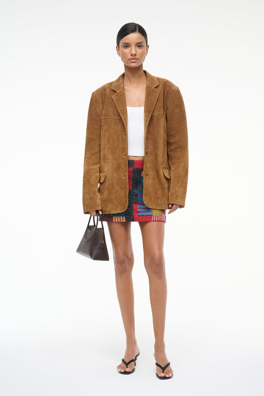 STAUD Natalie Suede Jacket Tan