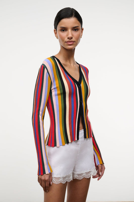 STAUD Ezra Cardigan Artist Stripe