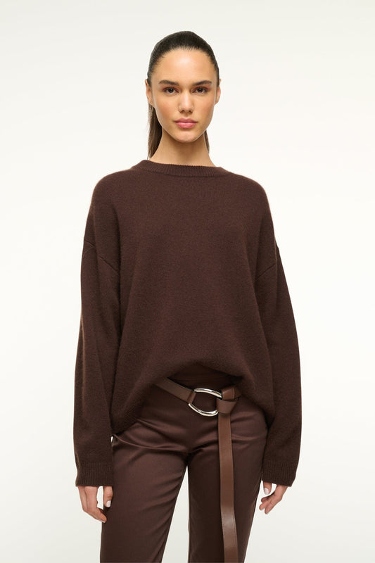 STAUD Serrano Cashmere Relaxed Crew Dark Chocolate