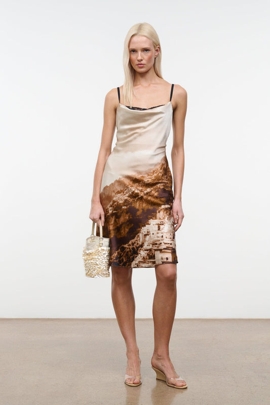 STAUD Evangeline Silk Dress Cliffside