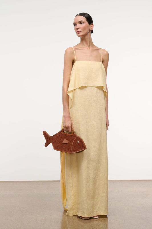 STAUD Valencia Linen Dress Butter