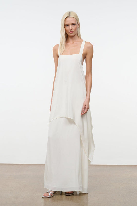 STAUD Kira Silk Dress Ivory
