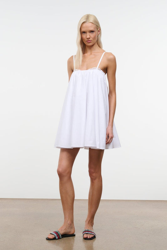 STAUD Cecily Mini Dress White Babydoll Dress