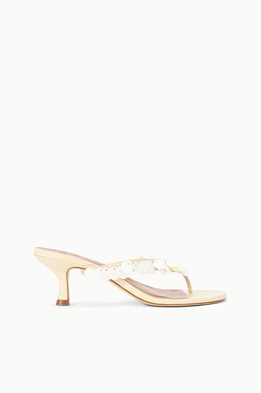 STAUD Freja Cream Leather Kitten Heel Sandals - Staud