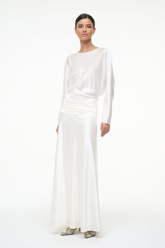 STAUD Freda Silk Dress Ivory