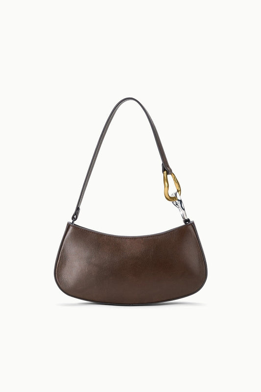 STAUD Ollie Bag Espresso Leather Metallic Shoulder Bag - Staud