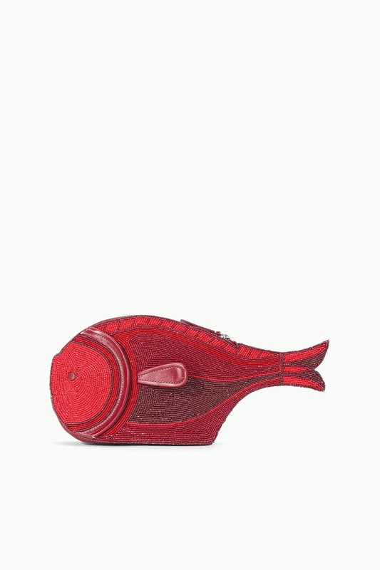 STAUD Pesce Beaded Clutch Red Multi