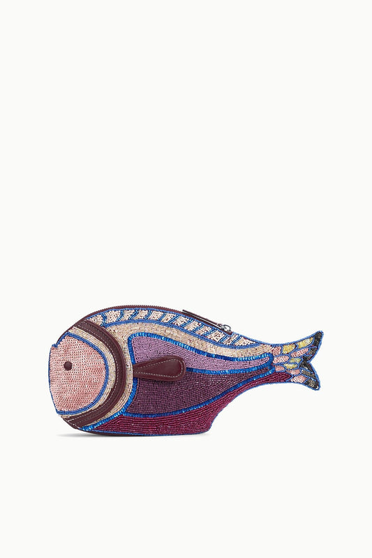 STAUD Pesce Beaded Clutch Ultraviolet
