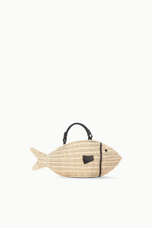 STAUD Cleo Fish Bag - Natural Wicker Fish Handbag - Staud