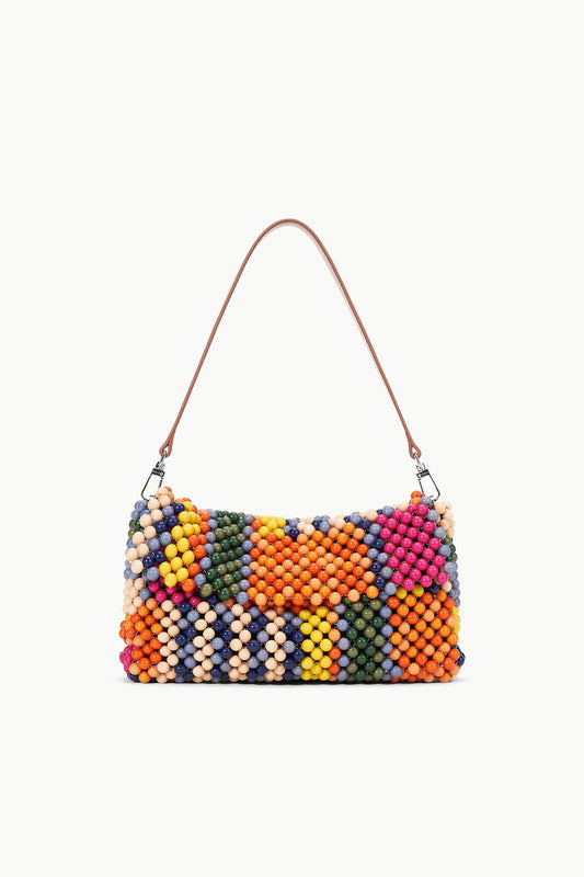 STAUD Timmy Beaded Shoulder Bag Multi Bayadere Stripe