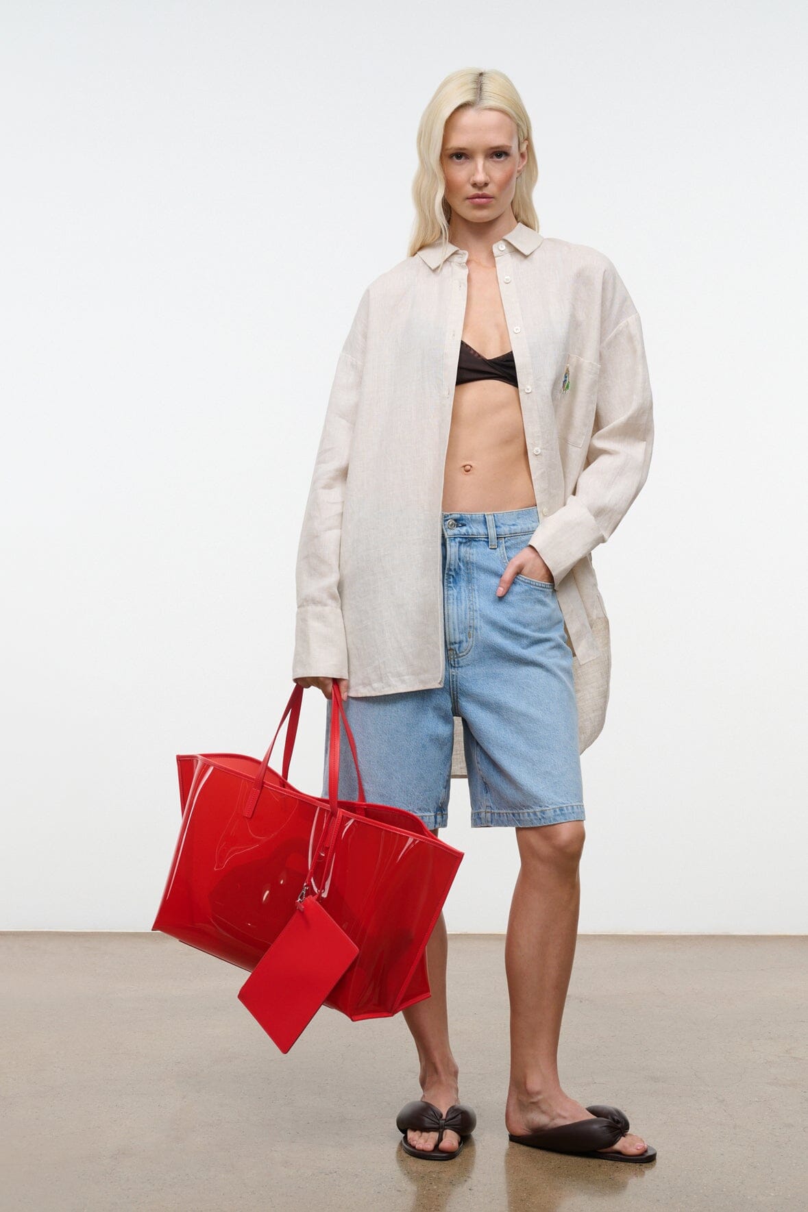 STAUD Christos Large Tote Red Rose