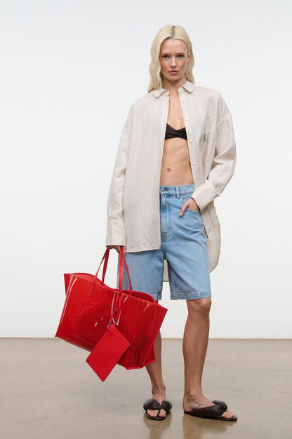 STAUD Christos Large Tote Red Rose