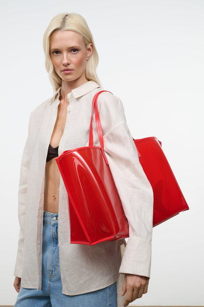 STAUD Christos Large Tote Red Rose