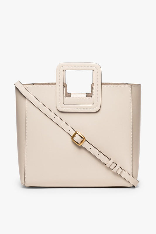 STAUD Shirley Leather Tote Bag - Cream