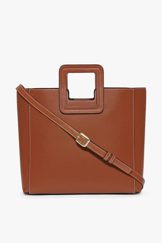 STAUD Shirley Leather Bag - Saddle