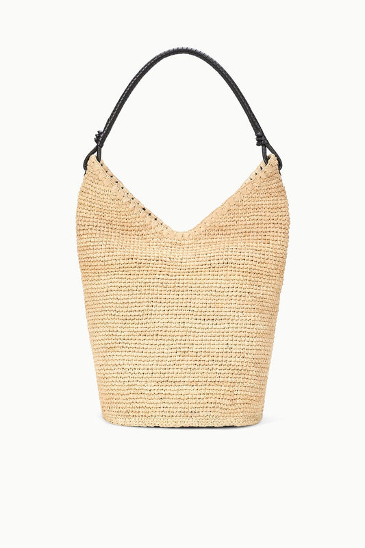 STAUD Lani Large Raffia Bucket Bag Natural